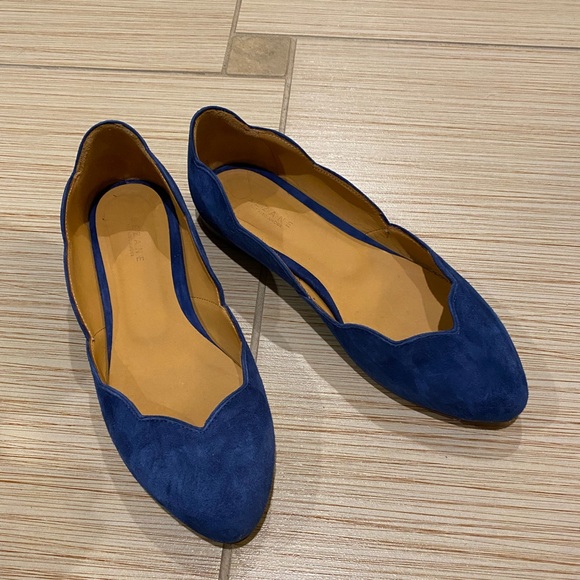 Sezane Suede Leather Flats Blue